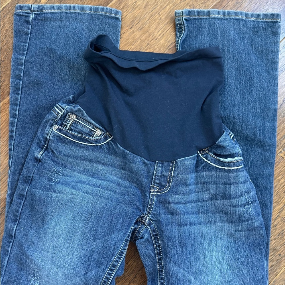 Indigo Blue Full Panel Bootcut Maternity Jeans Women's Small Medium Wash Denim